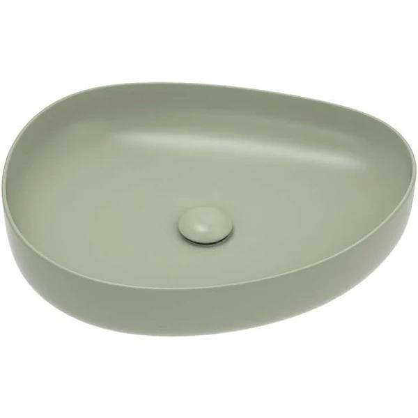 Fienza Pebble Medium Slim Edge Above Counter Basin 500mm Olive RB487MG