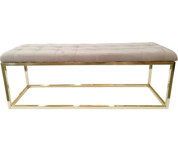 Holly Ottoman Gold Base - Beige Seat