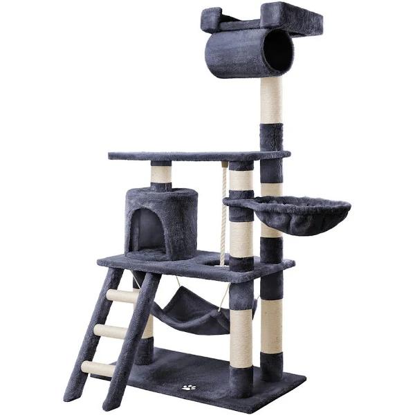 Beastie Cat Tree with Hammock Scratching Post Grey 140cm