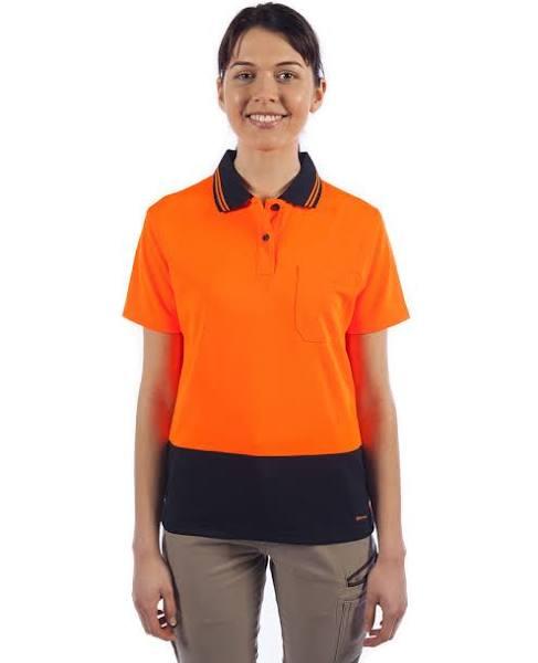 JB's Wear - Ladies - Hi Vis S/S Comfort POLO-Orange / Navy-12