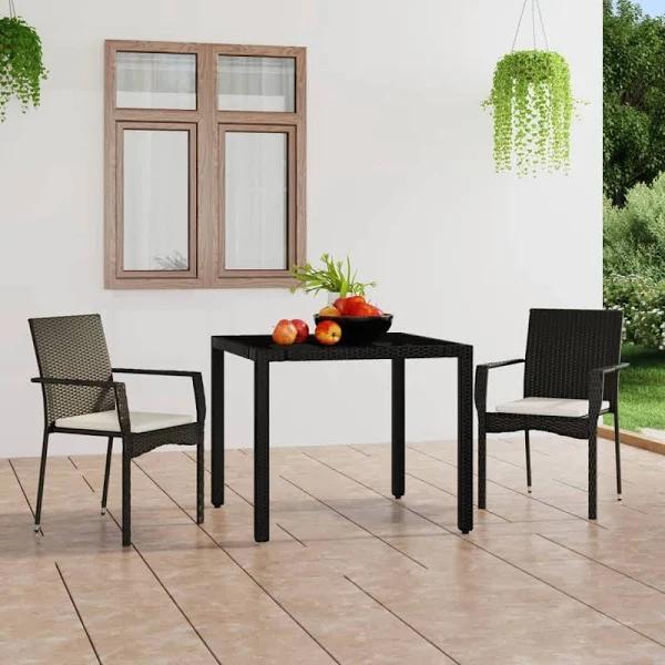 vidaXL Garden Chairs with Cushions 2 Pcs Poly Rattan Black