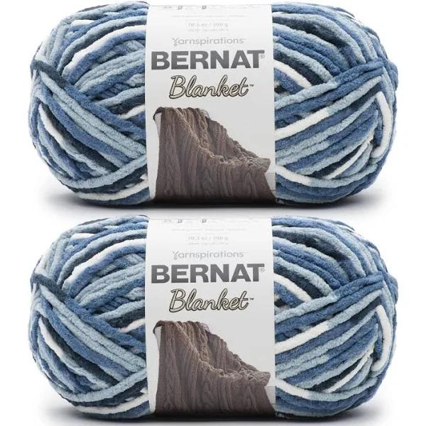 Bernat Blanket 300g Faded Blues Yarn - 2 Pack of 300g/10.5oz - Polyester - 6 Super Bulky - Knitting/Crochet