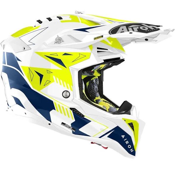 Airoh Aviator 3 Spin Motocross Helmet, blue-yellow, Size XL