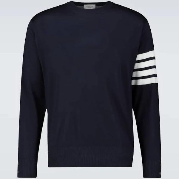 Thom Browne Men, 4-Bar wool sweater, Blue, XS, Knitwear, Wool