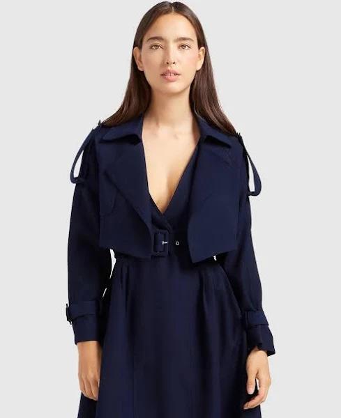 Belle & Bloom Manhattan Cropped Trench in Navy XS