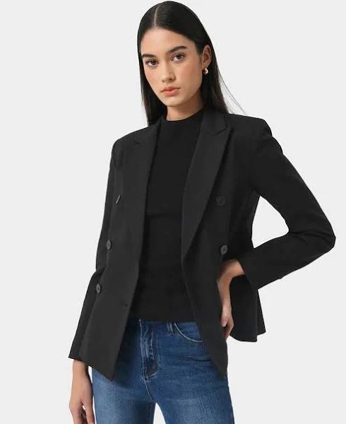 Forcast - Women's Black Blazers - Safira Double Breasted Blazer - Size One Size, 16 at The Iconic