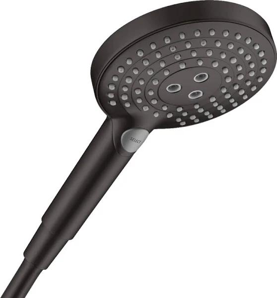 Hansgrohe 26531670 Raindance Select S Hand Shower 120 3jet EcoSmart 9 L/min Matte Black, 3 Water-saving Sprays