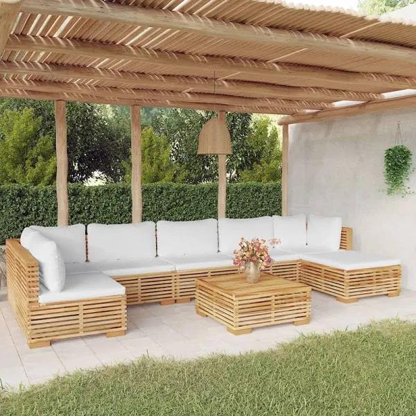 vidaXL 8 Piece Garden Lounge Set With Cushions Solid Wood Teak