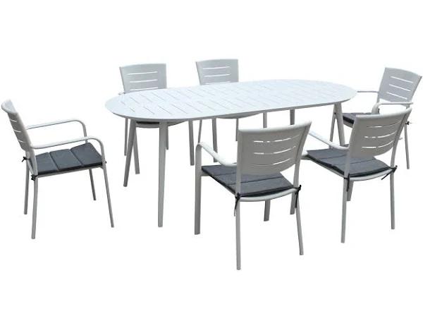 FurnitureOkay Cove 7-Piece Aluminium Outdoor Dining Setting