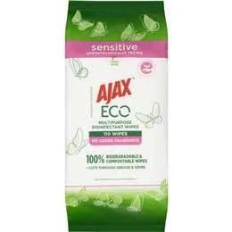 Ajax Eco Sensitive Disinfectant Cleaning Wipes Fragrance Free 110 Pack