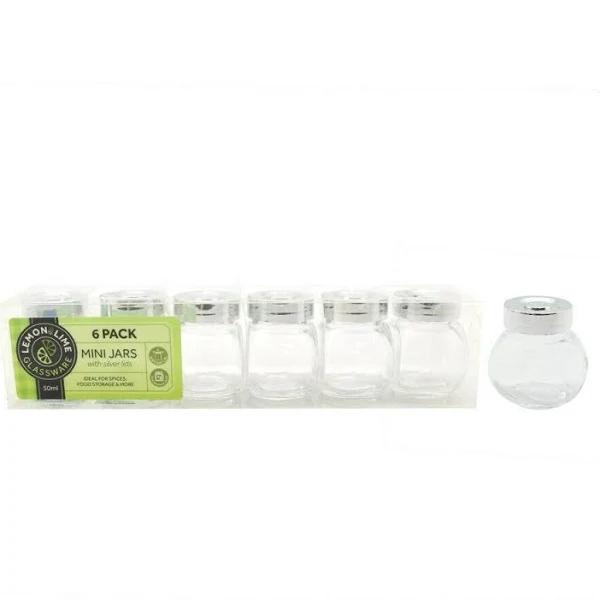 6pk Lemon & Lime 50ml Glass Spice Jars 5cm Kitchen