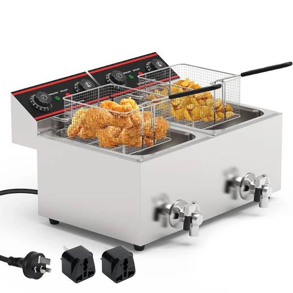 Advwin 20L Commercial Electric Deep Fryer Twin Basket Cooker