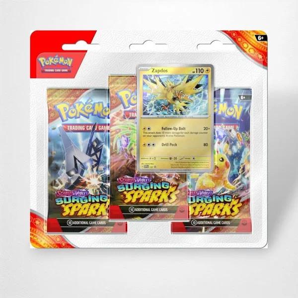 Pokemon TCG Scarlet & Violet 8 Surging Sparks Three Booster Blister