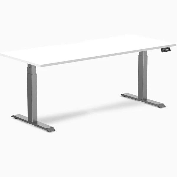 Desky Dual Scalloped Melamine Sit Stand Desk - White Large 1800x750mm