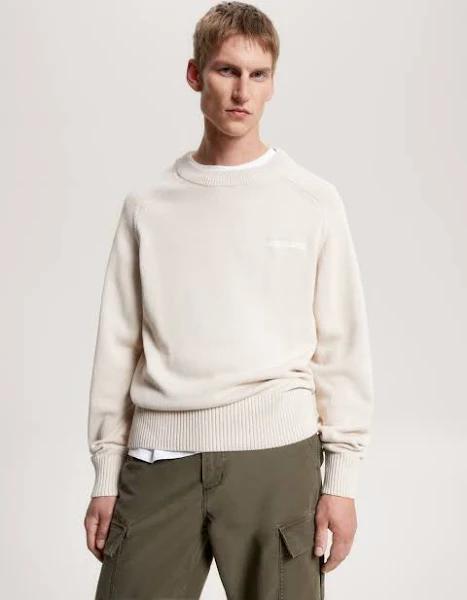 Hilfiger Monotype Crew Neck Jumper Neutral XS at Tommy Hilfiger