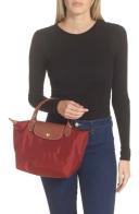 Longchamp Le Pliage Medium Nylon Short Handle Tote Red