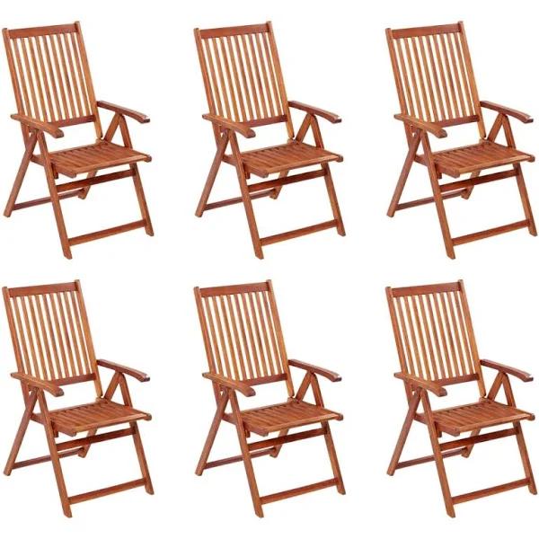 Folding Garden Chairs 6 Pcs Solid Acacia Wood