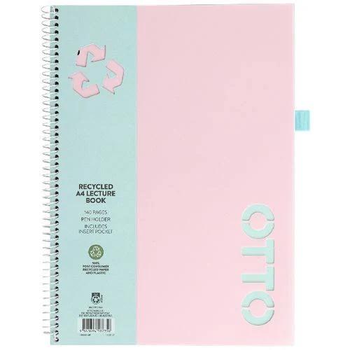 Otto A4 Recycled Lecture Book 140 Pages Pink