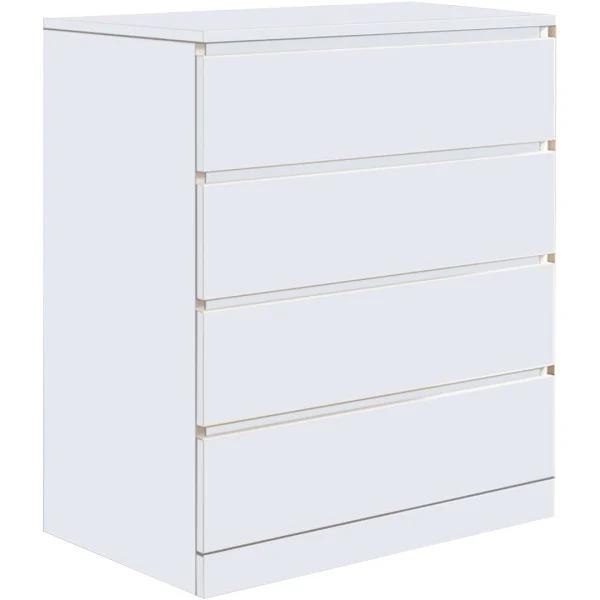 Foret Dresser Tallboy Lowboy Cabinet Bedroom Storage Chest 4 Drawers Wood White