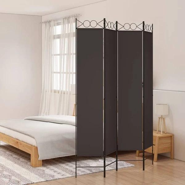 vidaXL 4-Panel Room Divider Brown 160×220 cm Fabric