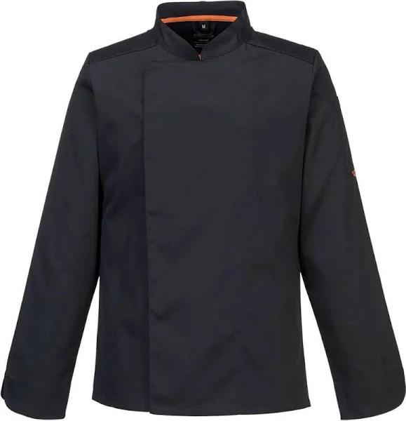 Portwest Mens C846 Pro Air-Mesh Long-sleeved Chef Jacket Black L