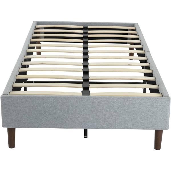 Bedframe With Wooden Slats (Light Grey) Single