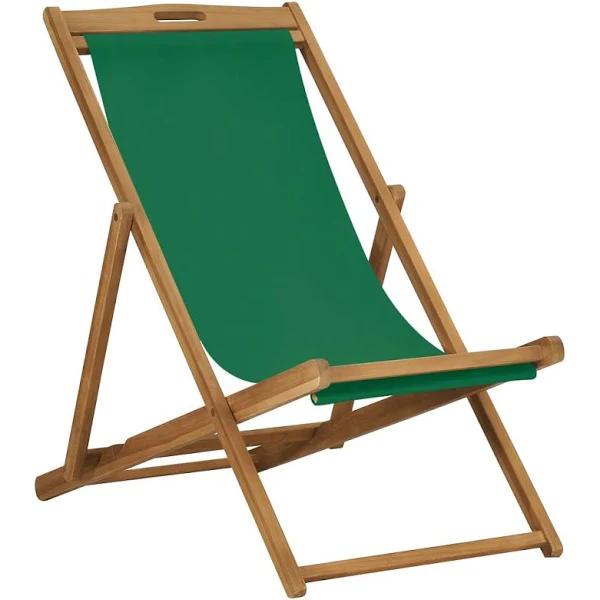 vidaXL Beach Chair Folding Solid Wood Teak Green