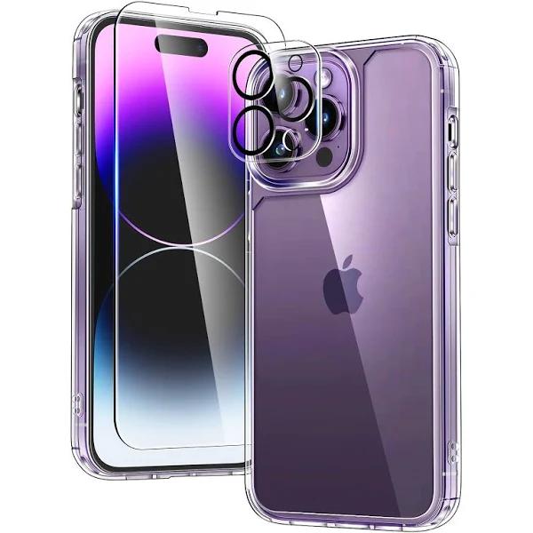 Tauri 5 in 1 Designed For iPhone 14 Pro Max Case, [Not Yellowing] With 2x Screen Protectors+2X Camera Lens Protectors, [Military Grade Drop