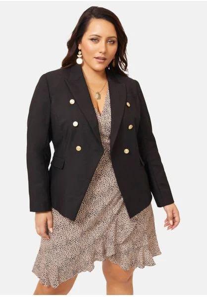 Something 4 Olivia Women's Madeleine Button Blazer in Black AU Size 10 - AfterPay & zipPay Available