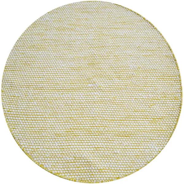 Rug Club Handwoven Boondi Wool Rug-Ivory/Honey-120x120cm