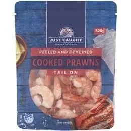 Just Caught Cooked Prawns Tail On 300g