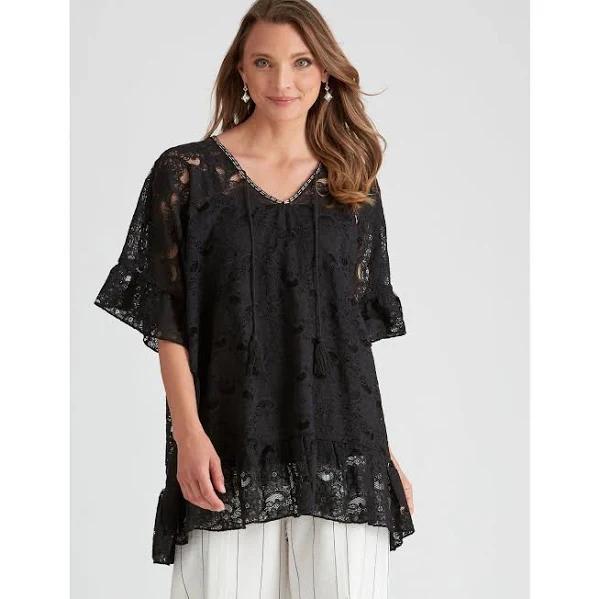 Liz Jordan Lace Kaftan - Size LXL - Womens - Black