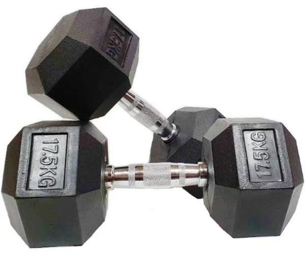 Morgan Rubber Hex Dumbbells - Pair [17.5Kg]