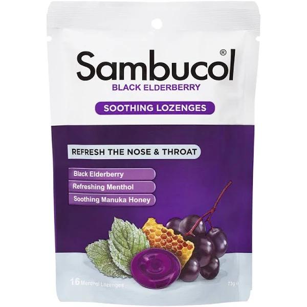 Sambucol Soothing Nose & Throat Menthol & Honey 16 Lozenges