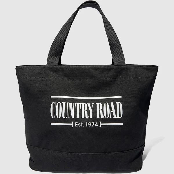 Country Road Australian Cotton Printed Heritage Shopper Black AU390794