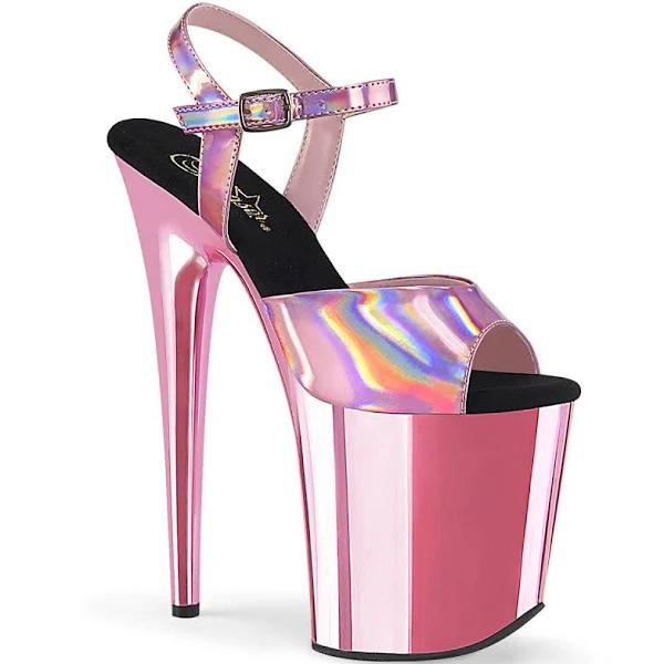 Pleaser FLAMINGO-809HG Baby Pink Hologram/Baby Pink Chrome Size 9