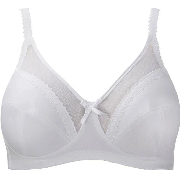 Royce Lingerie Charlotte Cotton-Lined Full Bust Wirefree Support Bra - White - 10K