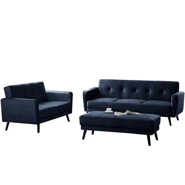 10% Off - Luxo Furniture Esben 6 Seater Velvet Sofa Bed Set w/ Ottoman