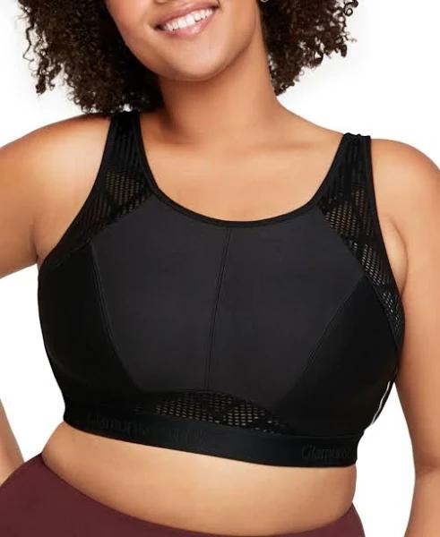 Glamorise No-Sweat Mesh Wirefree Sports Bra - Black - 12F Black