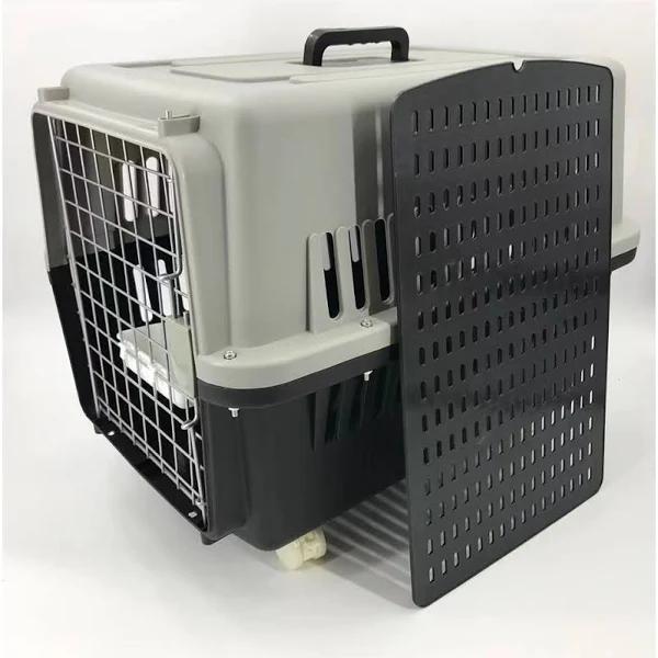 Large Dog Cat Crate Pet Carrier Rabbit Airline Cage with Tray and Bowl