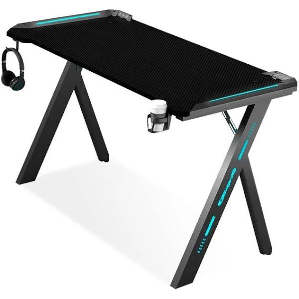 MIUZ 120cm Gaming Desk Computer Study Home Office Work Racer Carbon Fiber Table RGB LED