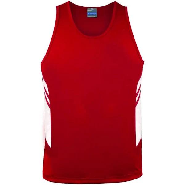 TALENT | Plain Mens Contrast Sports Singlet Red+White 5XL Plus Size