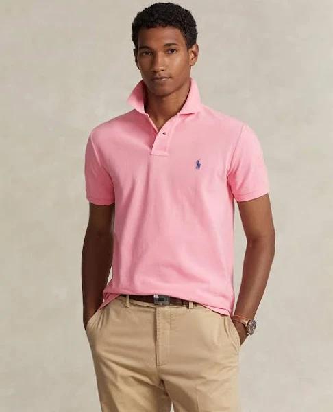 Polo Ralph Lauren - Men's Pink Polo Shirts - Slim Fit Mesh Polo Shirt - Size M at The Iconic