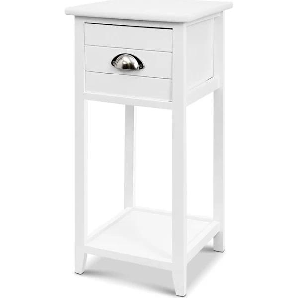 Artiss Bedside Table Nightstand Drawer Storage Cabinet Side Shelf White