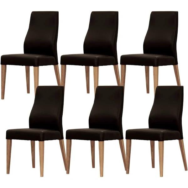 Rosemallow Dining Chair Set of 6 Pu Leather Seat Solid Messmate Timber - Black