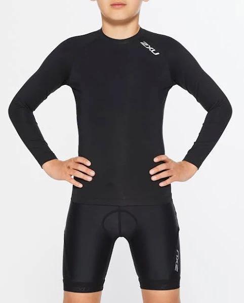 Core Youth Compression Long Sleeve, 2XU, M, Black/Silver