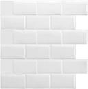 Tiles 3D Peel and Stick Wall Tile Subway White (30 x 30cm x 10 Sheets)