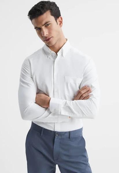 Reiss Greenwich - White Soft Wash Button Down Oxford Shirt, S