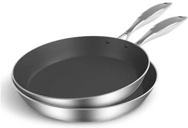 SOGA Stainless Steel Fry Pan 20cm 32cm Frying Pan Induction Non Stick Interior