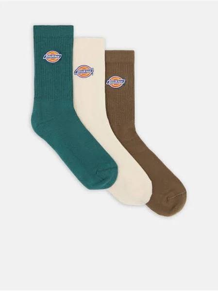 Dickies 3 Pack Valley Grove Crew Socks in Neutral multi-White